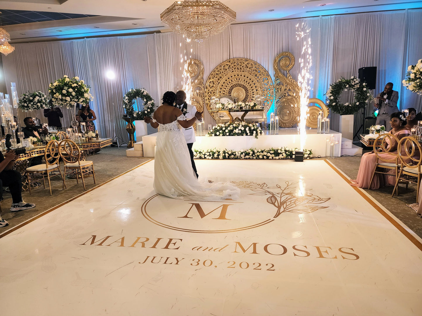 Full Print Custom Wedding Decal Dance Floor Wrap Gloss Removable Vinyl. Wedding Dancefloor design. Free Shipping