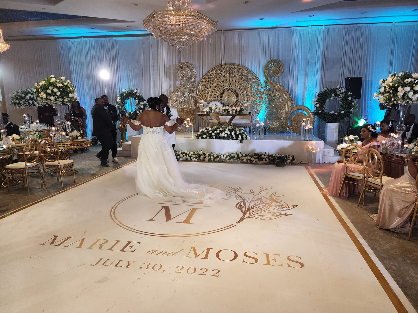 Full Print Custom Wedding Decal Dance Floor Wrap Gloss Removable Vinyl. Wedding Dancefloor design. Free Shipping