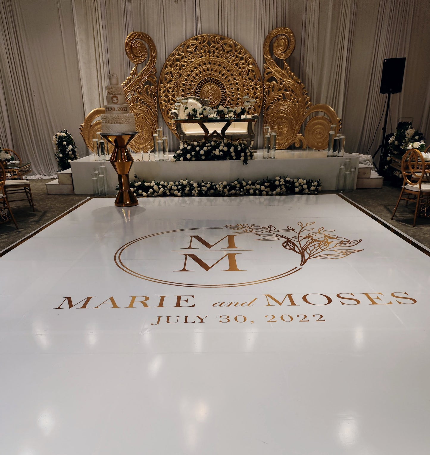 Full Print Custom Wedding Decal Dance Floor Wrap Gloss Removable Vinyl. Wedding Dancefloor design. Free Shipping