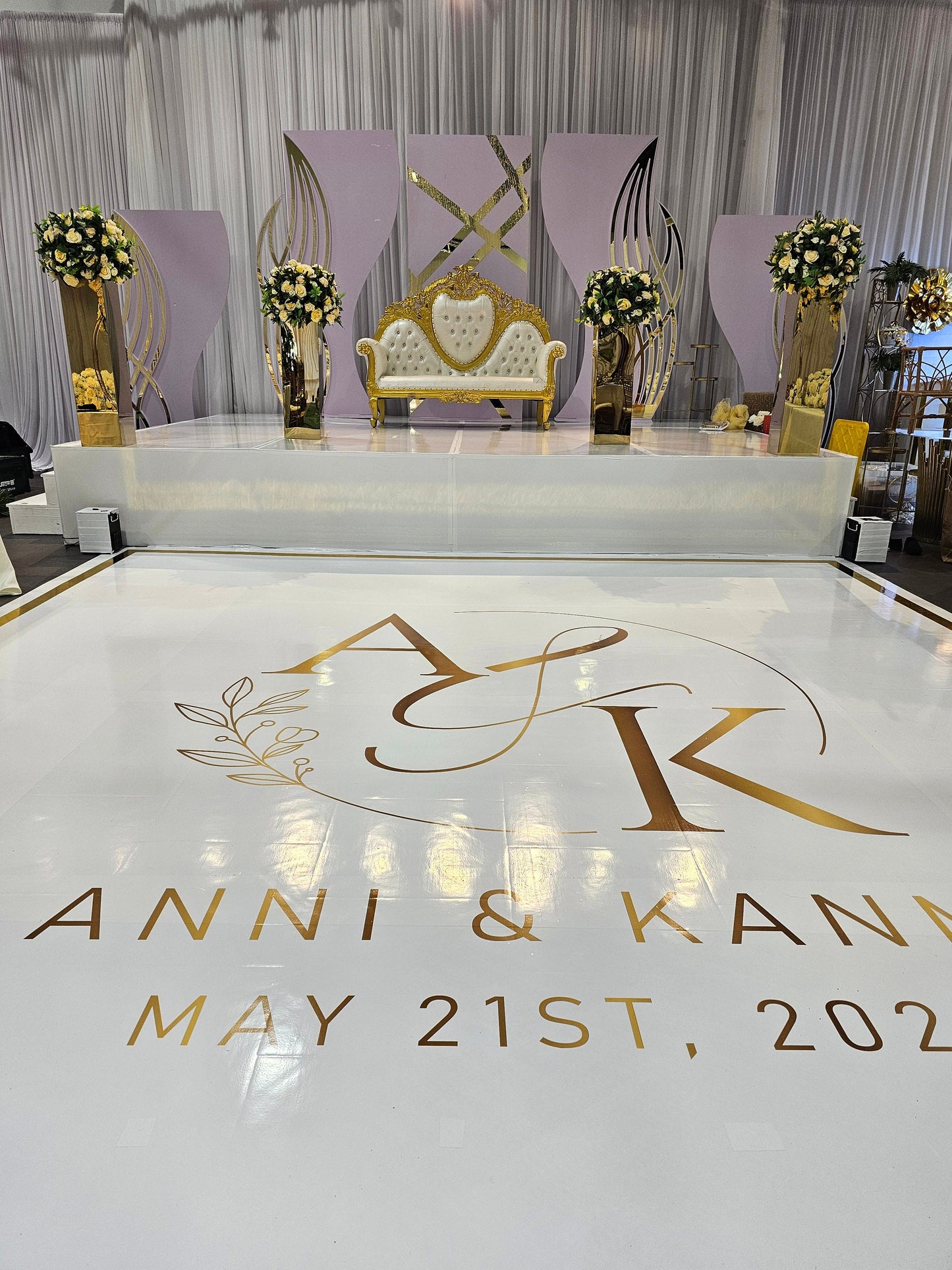 Custom Wedding Decal Dance Floor Wrap. Gloss Removable Vinyl. Monogram Print and Vinyl to cover your entire dancefloor. Wedding logo design.