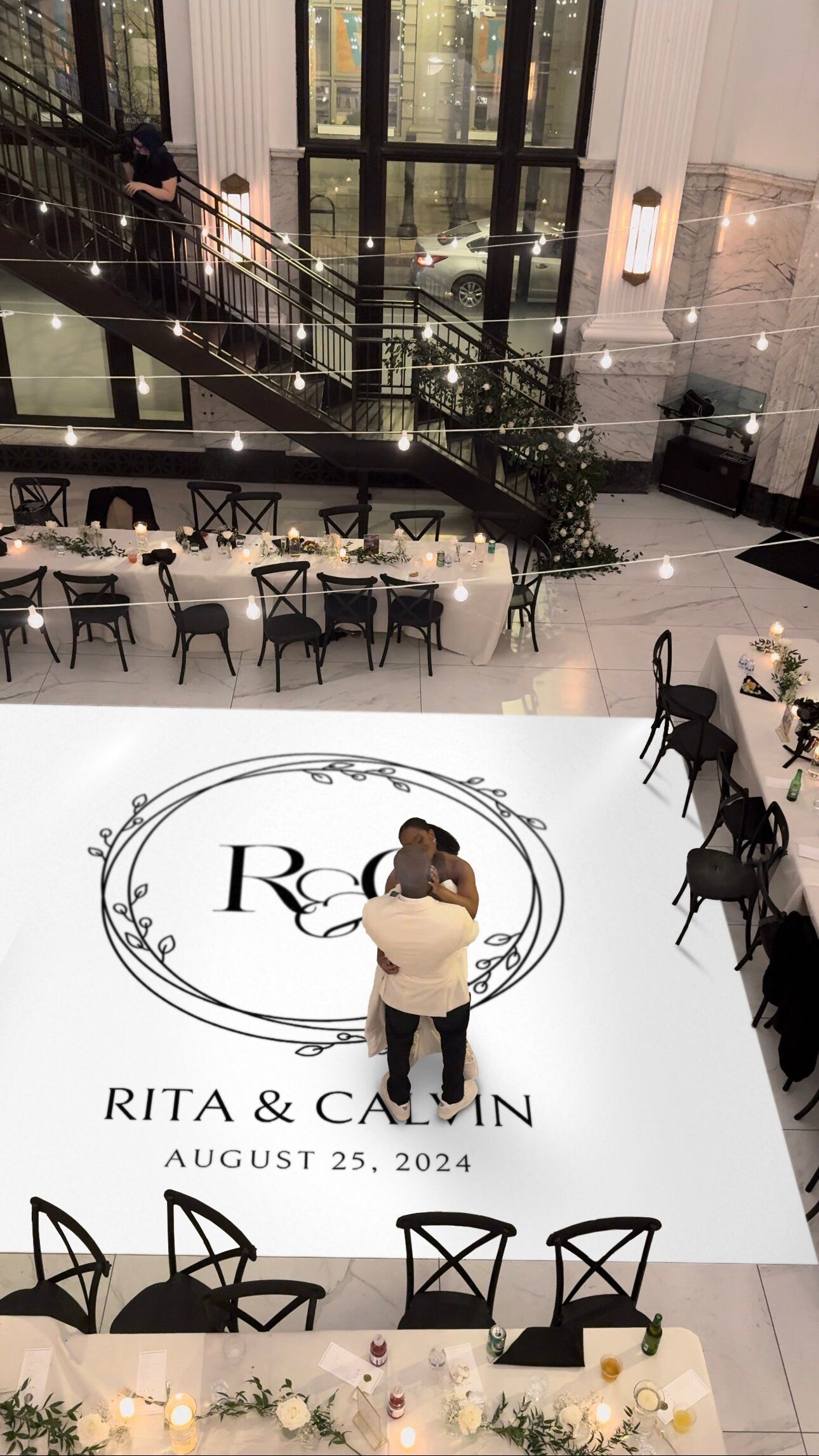 Custom Wedding Decal Dance Floor Wrap Gloss Removable Vinyl. Monogram Print and Vinyl to cover the entire dancefloor. Wedding logo design
