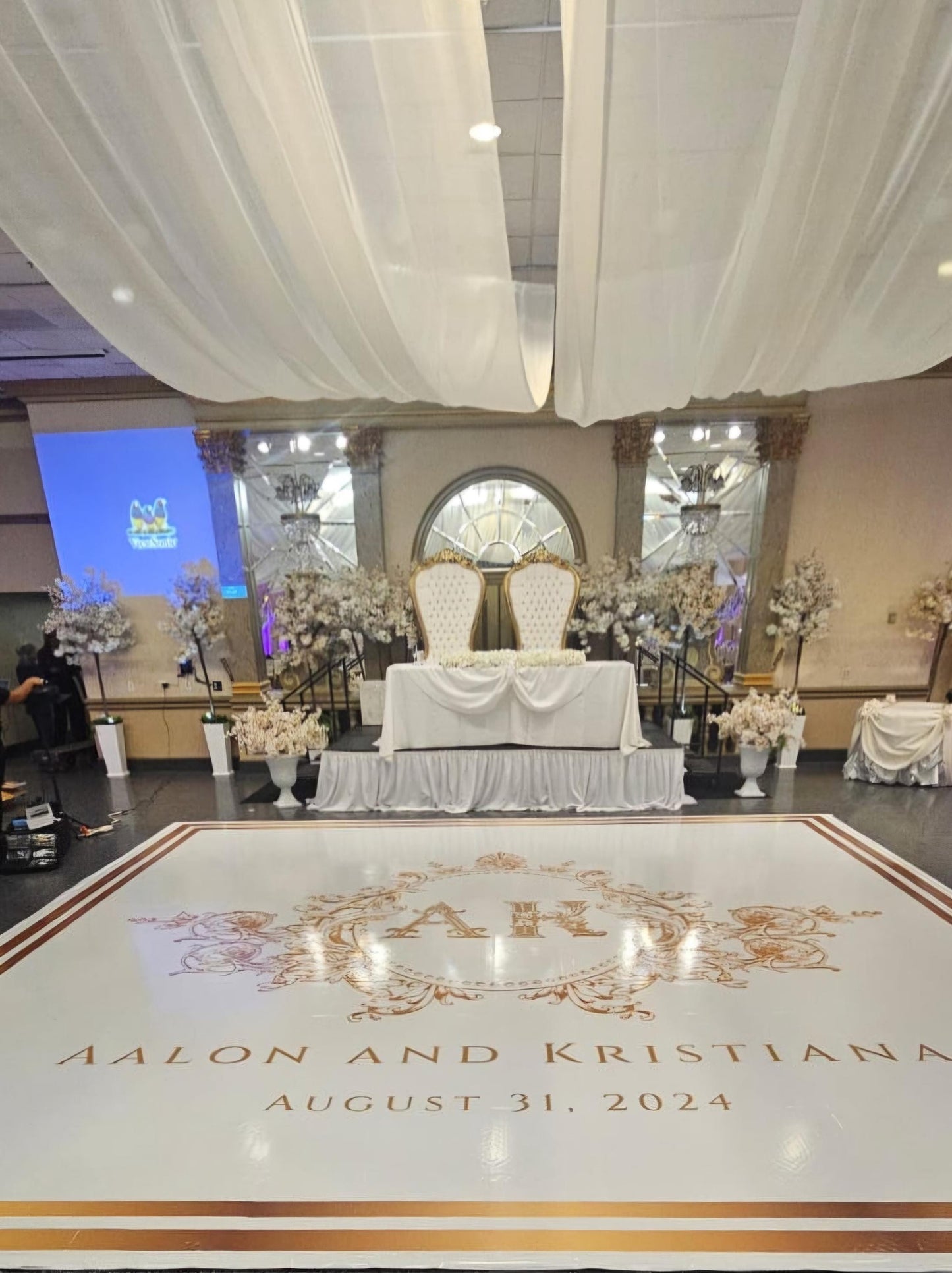 Full Print Custom Wedding Decal Dance Floor Wrap Gloss Removable Vinyl. Wedding Dancefloor design. Free Shipping