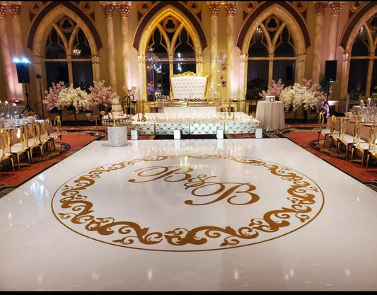 Custom Wedding Decal Dance Floor Wrap. Gloss Removable Vinyl. Monogram Print and Vinyl to cover your entire dancefloor. Wedding logo design.