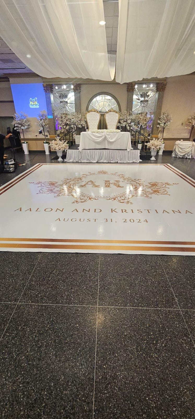 Full Print Custom Wedding Decal Dance Floor Wrap Gloss Removable Vinyl. Wedding Dancefloor design. Free Shipping