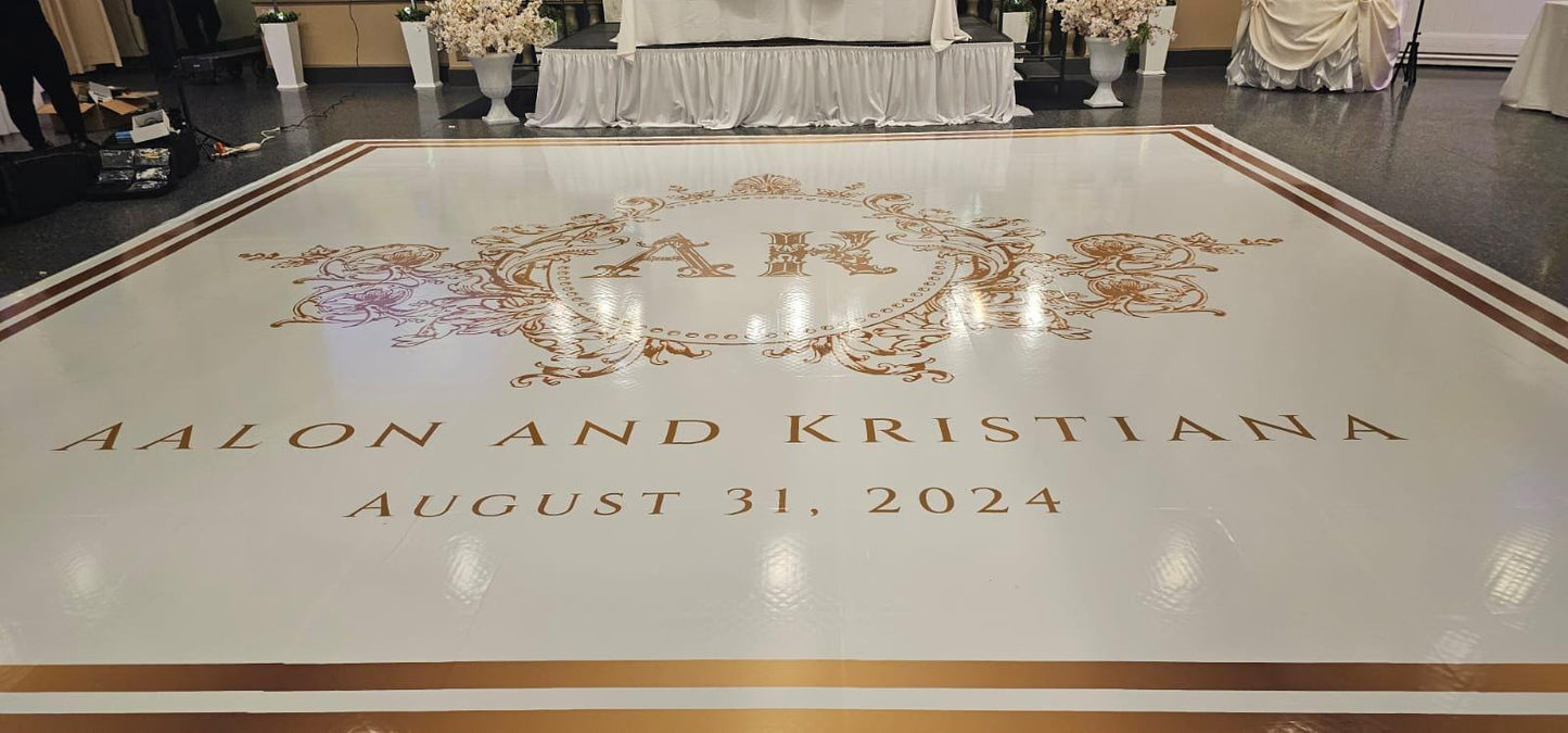 Full Print Custom Wedding Decal Dance Floor Wrap Gloss Removable Vinyl. Wedding Dancefloor design. Free Shipping