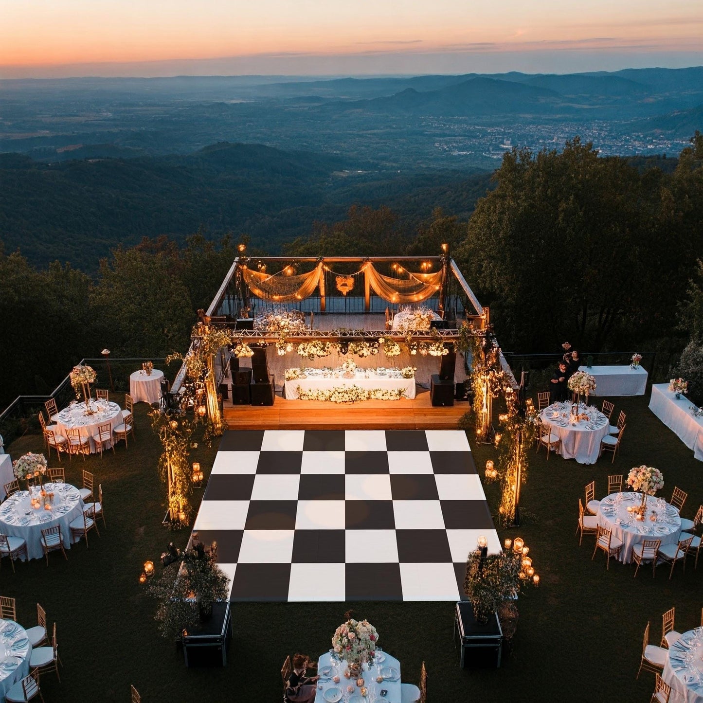 Full print. Custom Wedding Decal Dance Floor Wrap Gloss Removable Vinyl. Monogram Print. Checkerboard design. Black & White. Free shipping!