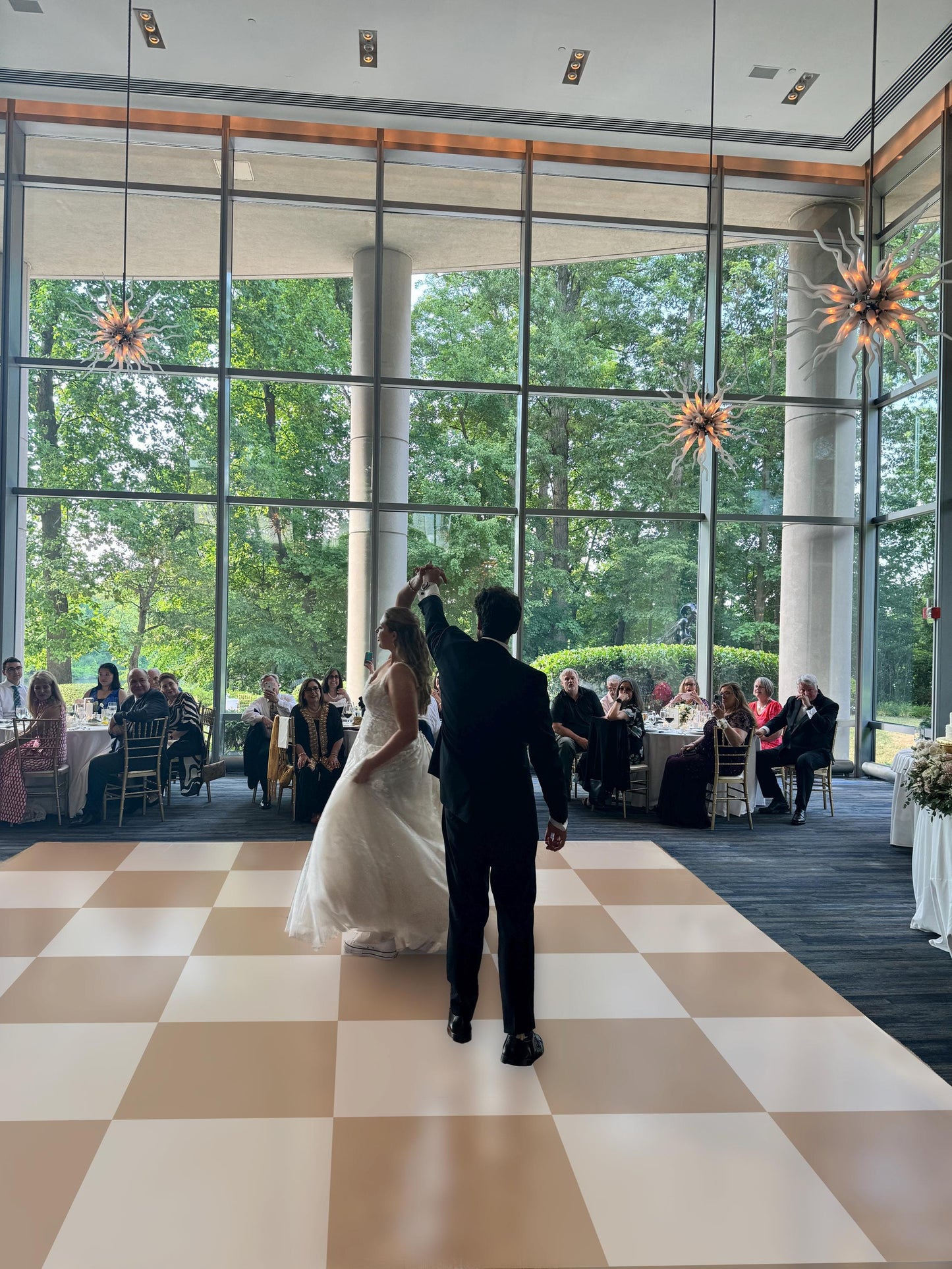 Full print. Custom Wedding Decal Dance Floor Wrap Gloss Removable Vinyl. Monogram Print. Checkerboard design. Extremely Fast & Free shipping