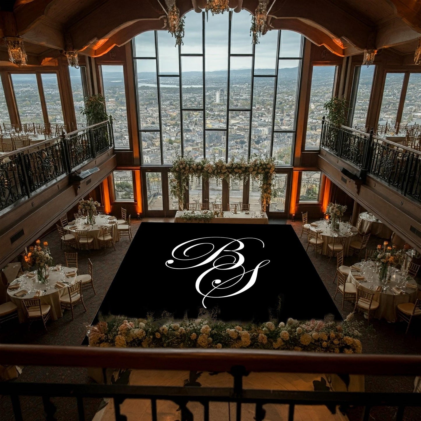 Custom Wedding Decal Dance Floor Wrap Gloss Removable Vinyl. Monogram Print and Vinyl to cover the entire dancefloor. Wedding logo design