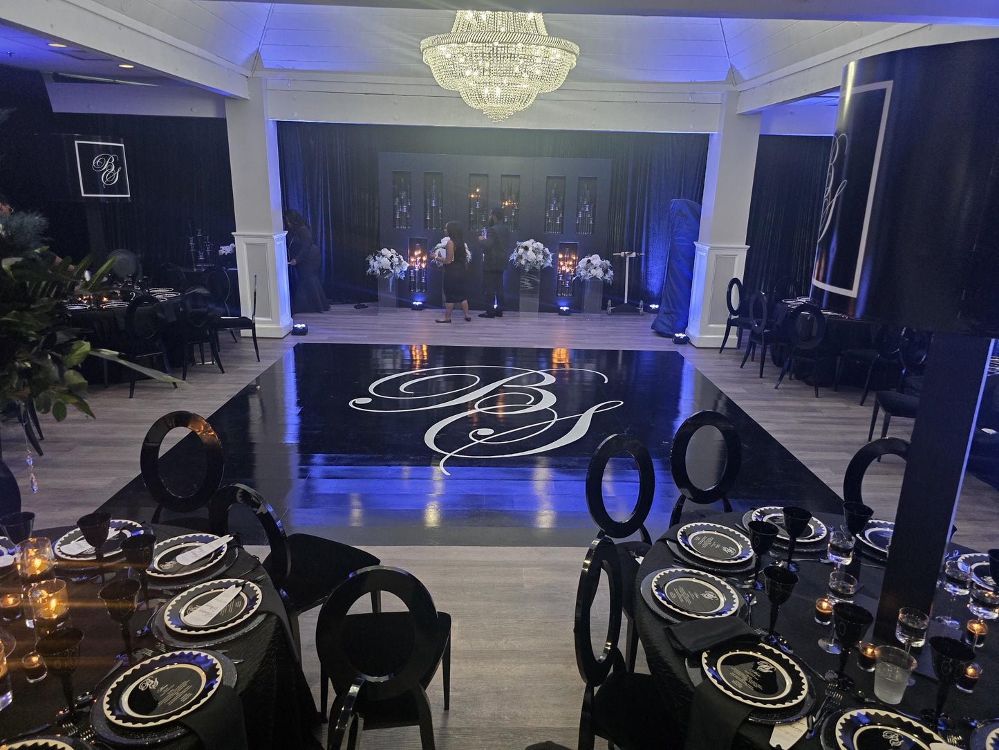 Custom Wedding Decal Dance Floor Wrap Gloss Removable Vinyl. Monogram Print and Vinyl to cover the entire dancefloor. Wedding logo design