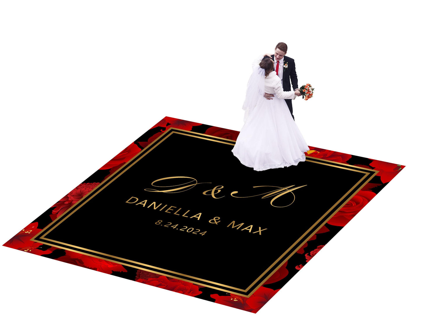 Full Print Custom Wedding Decal Dance Floor Wrap Gloss Removable Vinyl. Wedding Dancefloor design. Free Shipping