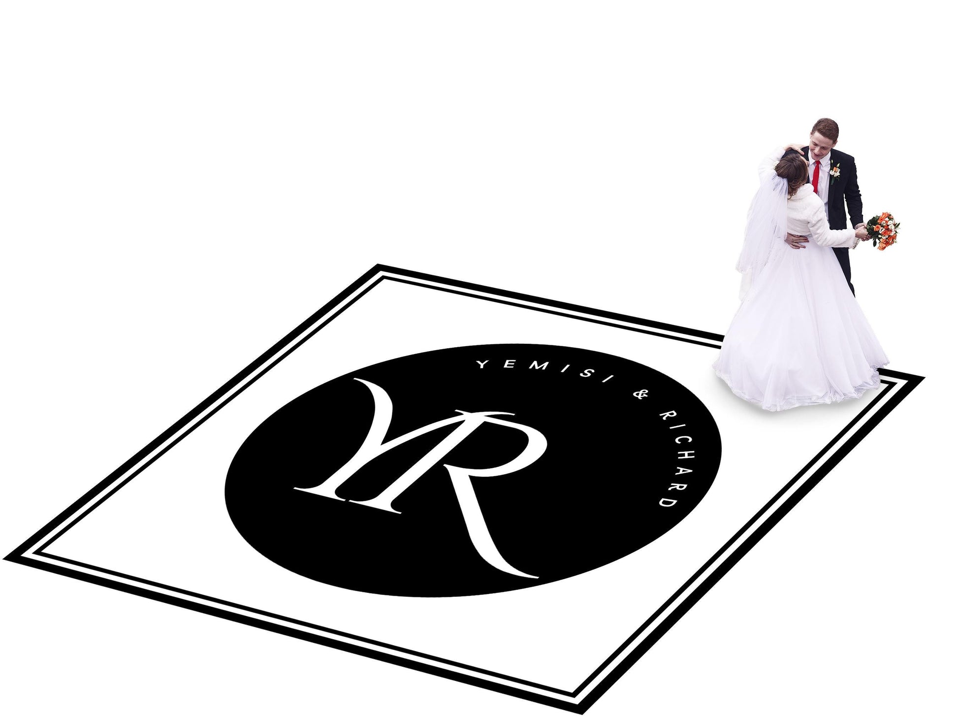 Full Print Custom Wedding Decal Dance Floor Wrap Gloss Removable Vinyl. Wedding Dancefloor design. Free Shipping