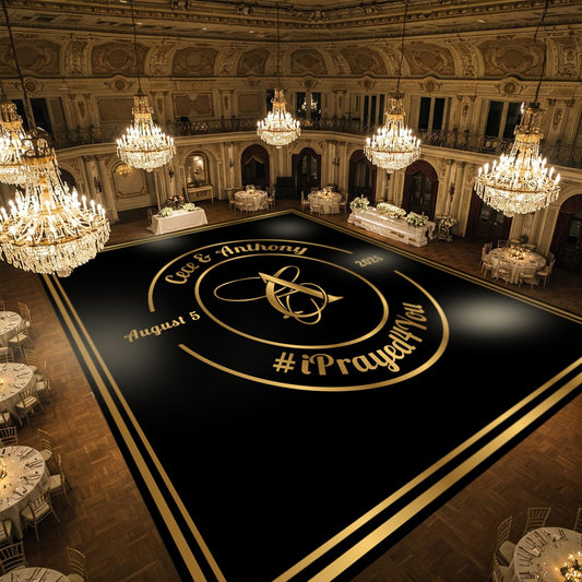 Custom Wedding Decal Dance Floor Wrap Gloss Removable Vinyl. Monogram Print and Vinyl to cover the entire dancefloor. Wedding logo design