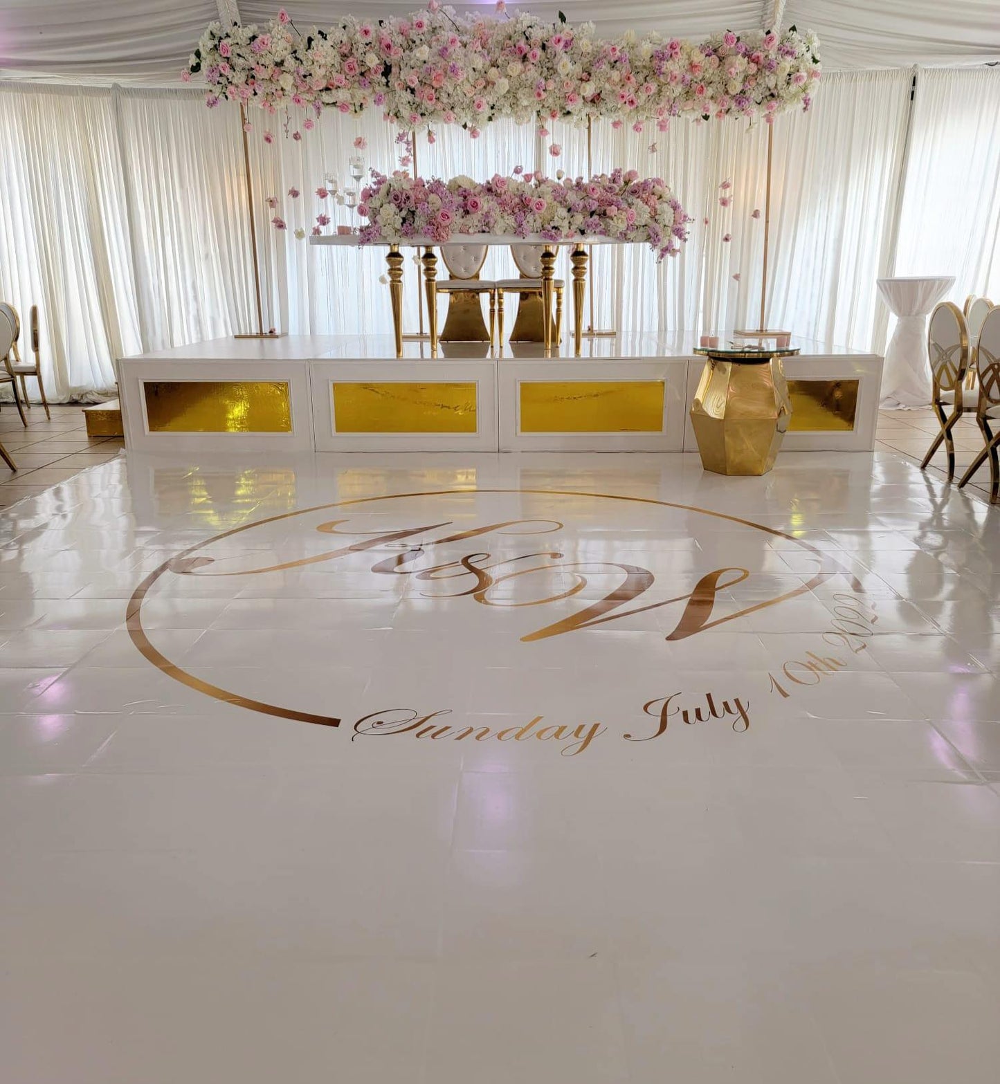 Custom Wedding Decal Dance Floor Wrap Gloss Removable Vinyl. Monogram Print and Vinyl to cover the entire dancefloor. Wedding logo design