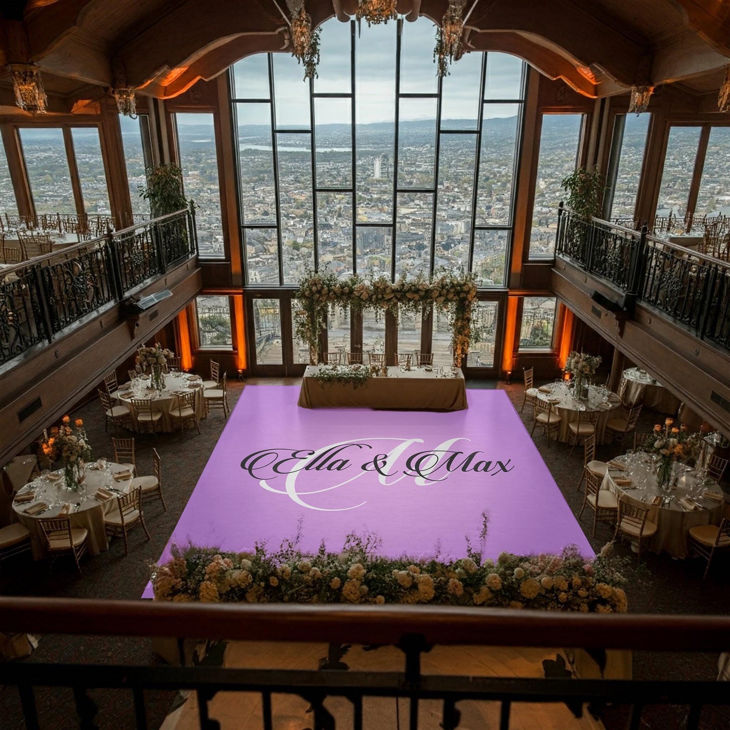 Full Print Custom Wedding Decal Dance Floor Wrap Gloss Removable Vinyl. Wedding Dancefloor design. Free Shipping