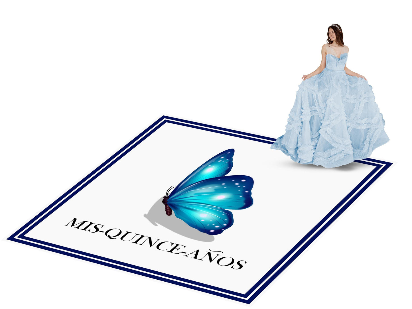 Customizable Quinceañera Decal Dance Floor Wrap. Removable Vinyl. Vinyl covers entire dancefloor. Mis Quince Años Floor Wrap. Free Ship