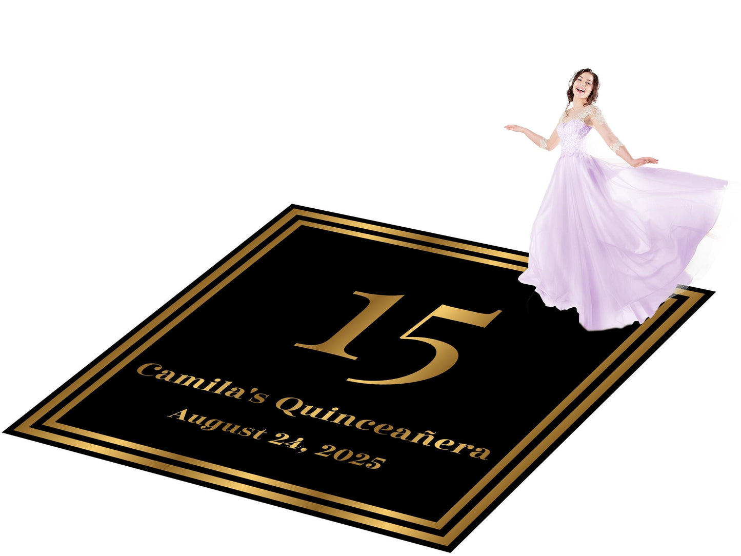 Customizable Quinceañera Decal Dance Floor Wrap. Removable Vinyl. Vinyl covers entire dancefloor. Mis Quince Años Floor Wrap. Free Ship