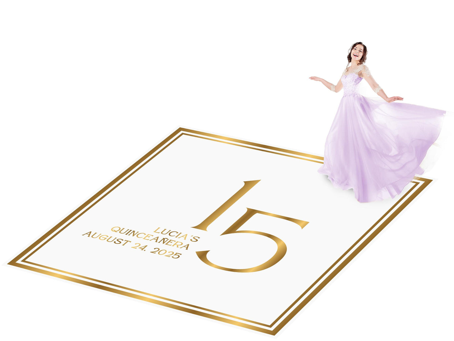 Customizable Quinceañera Decal Dance Floor Wrap. Removable Vinyl. Vinyl covers entire dancefloor. Mis Quince Años Floor Wrap. Free Ship