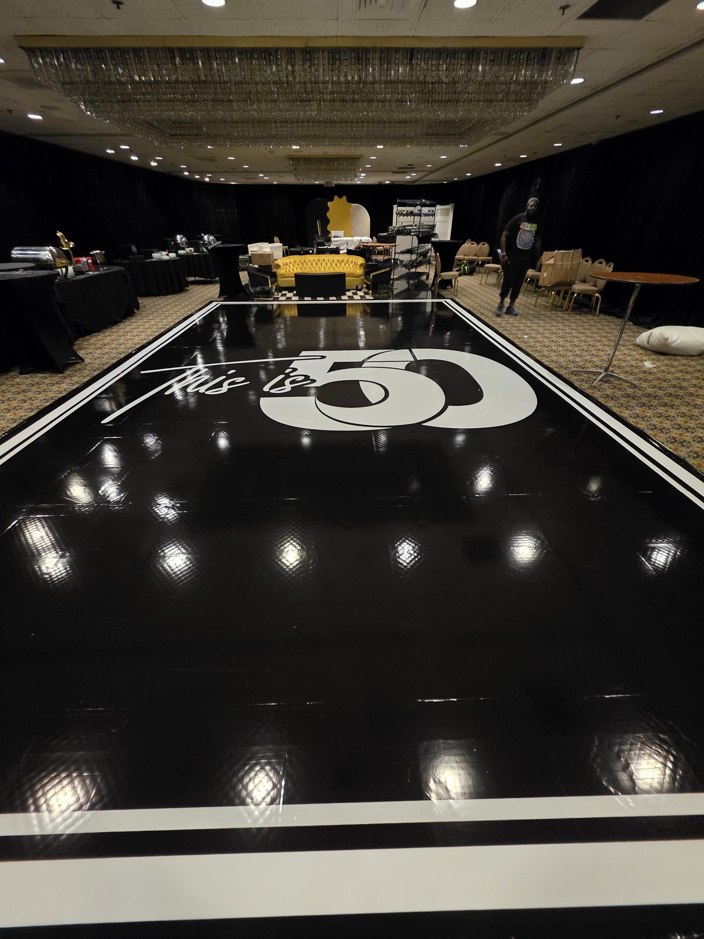 Customizable Birthday Decal Dance Floor Wrap. Removable Vinyl. Covers entire dancefloor. Birthday Gloss/Matte Floor Wrap. Free Shipping
