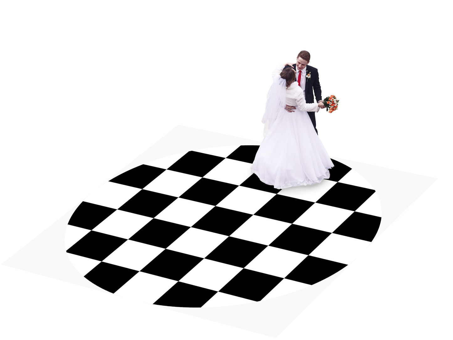 Circular Black and White Checkerboard Decal Dance Floor Wrap| Removable Vinyl. Checkerboard design. Gloss and Matte. Fast and Free shipping