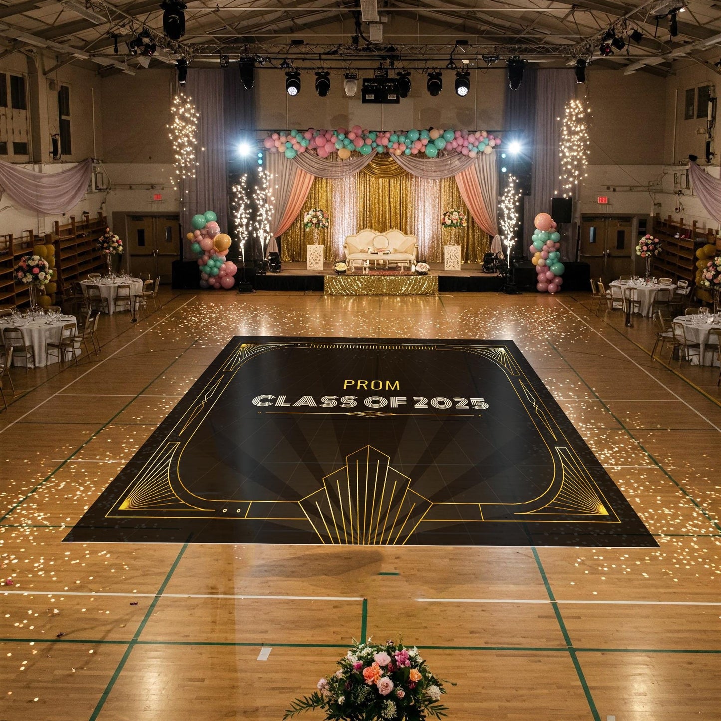 Custom Prom Decal DanceFloor Wrap. Removable Vinyl. Monogram Print & Vinyl to cover your entire dancefloor. Prom logo design. Free shipping.