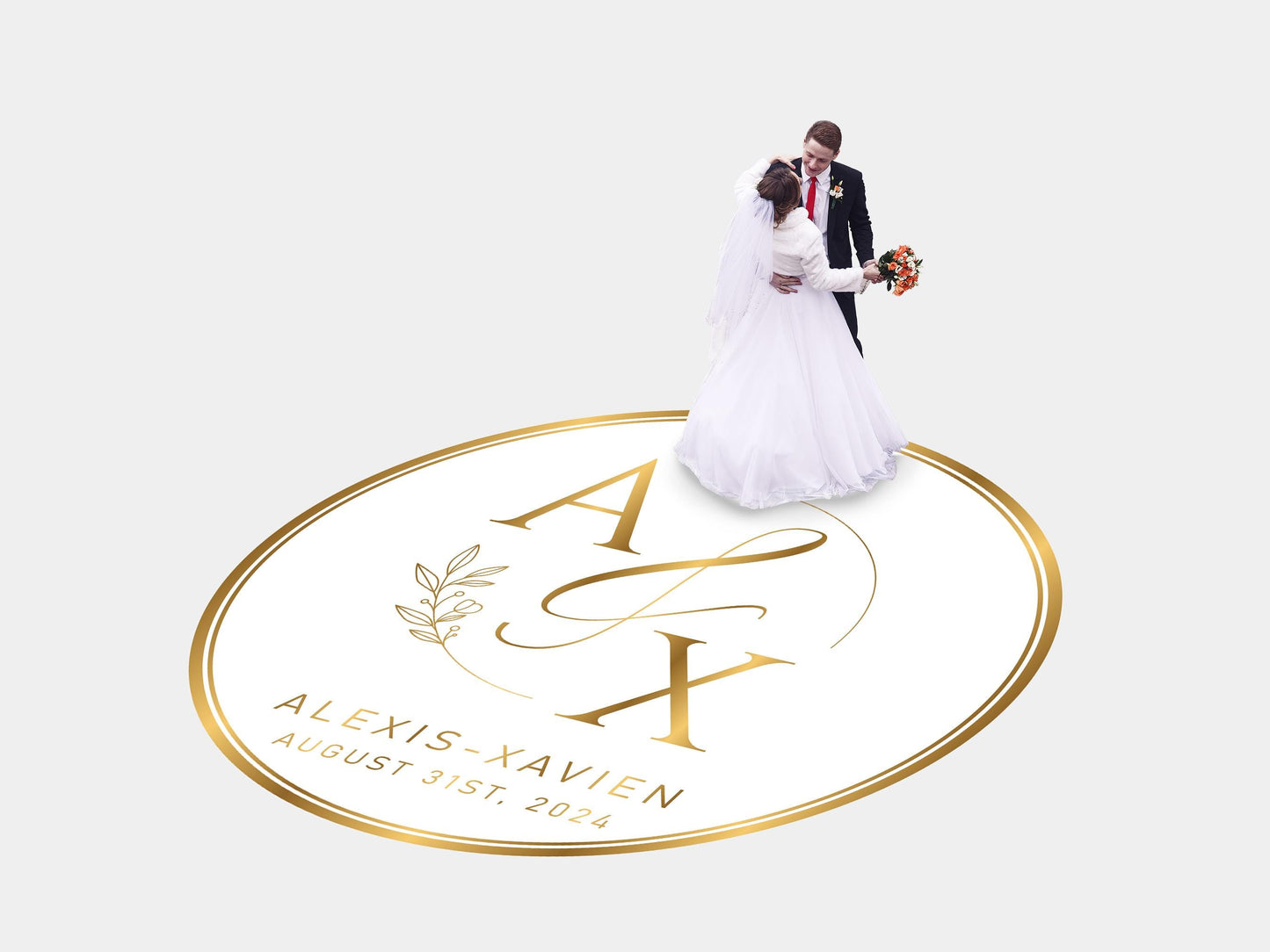 Circular Custom Wedding Decal Dance Floor Wrap. Gloss/Matte Removable Vinyl. Wedding Floor designs that cover the dancefloor. Free Shipping!