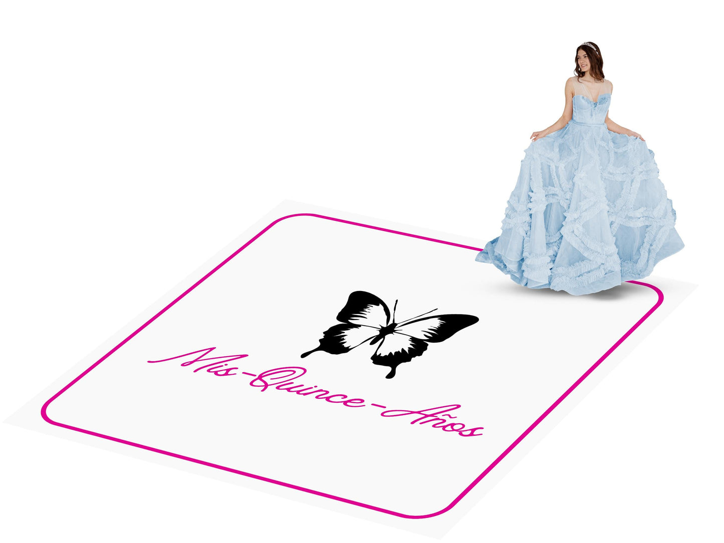 Customizable Quinceañera Decal Dance Floor Wrap. Removable Vinyl. Vinyl covers entire dancefloor. Cubierta de piso de quinceañera. Free Ship