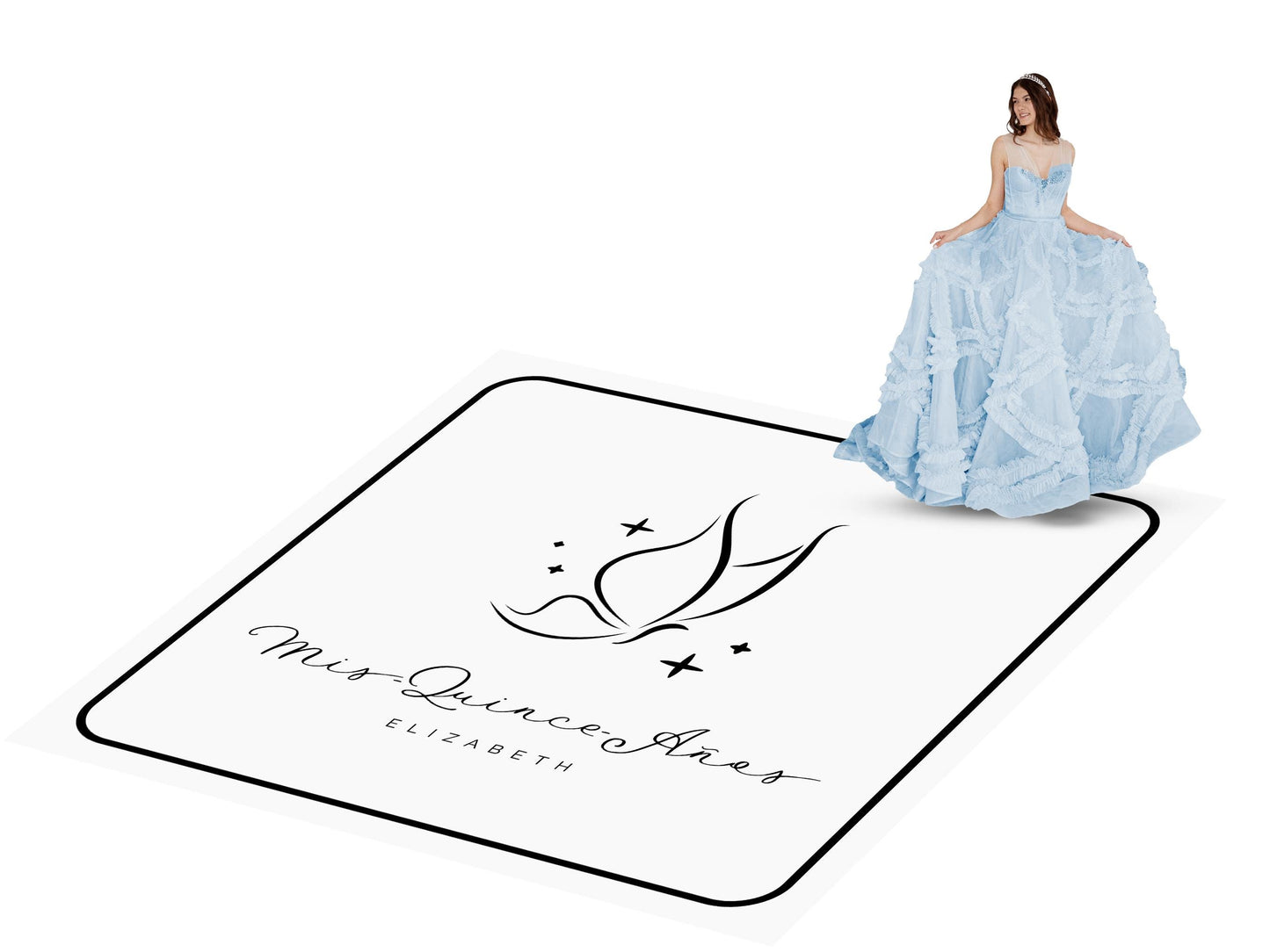 Customizable Quinceañera Decal Dance Floor Wrap. Removable Vinyl. Vinyl covers entire dancefloor. Mis Quince Años Floor Wrap. Free Ship