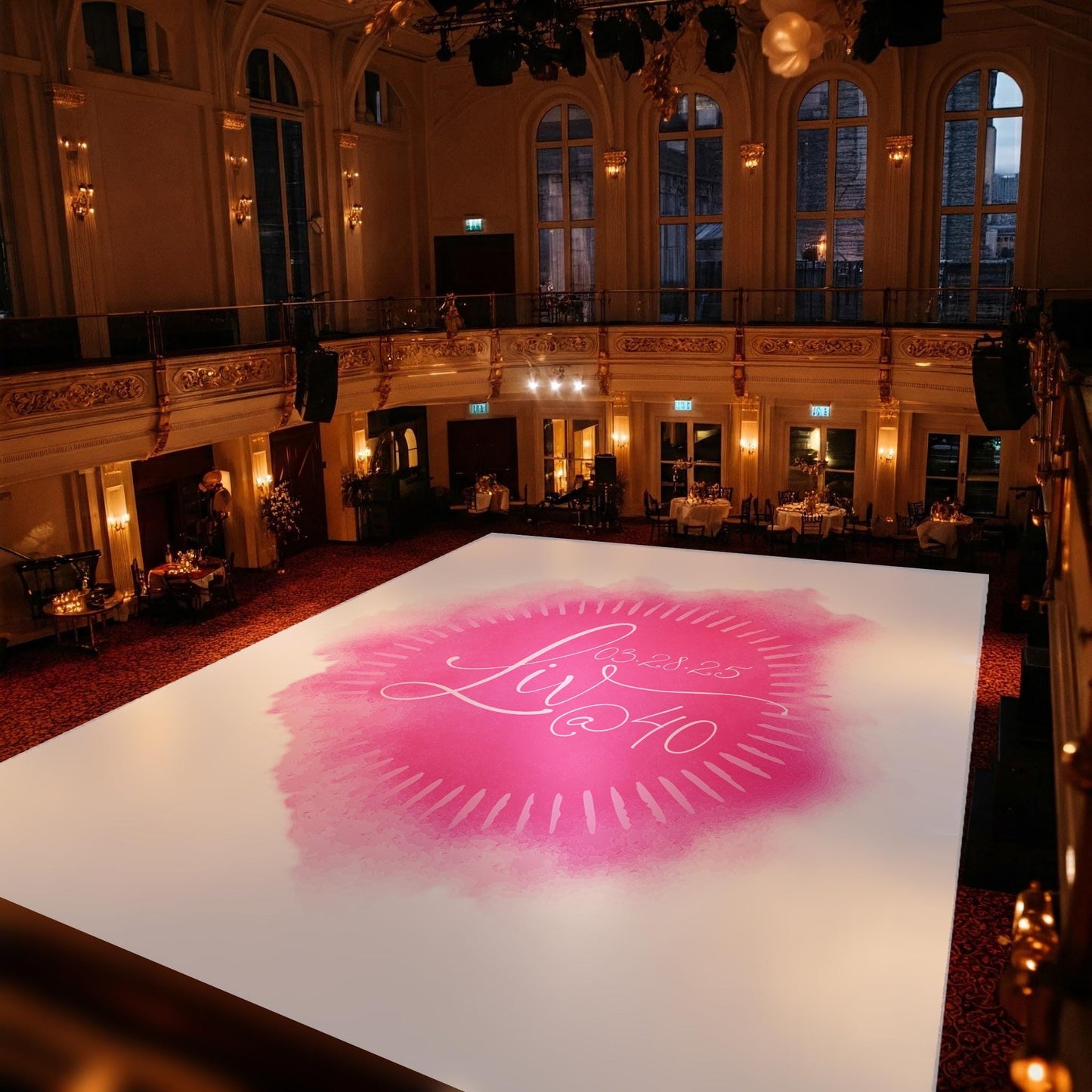 Customizable Birthday Decal Dance Floor Wrap. Removable Vinyl. Covers entire dancefloor. Birthday Gloss/Matte Floor Wrap. Free Shipping