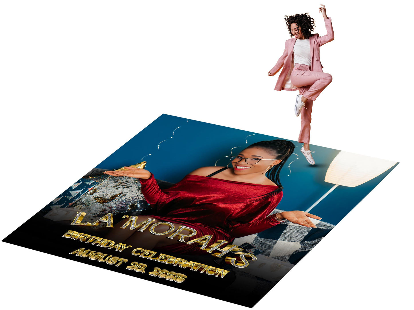 Customizable Birthday Decal Dance Floor Wrap. Removable Vinyl. Covers entire dancefloor. Birthday Gloss/Matte Floor Wrap. Free Shipping