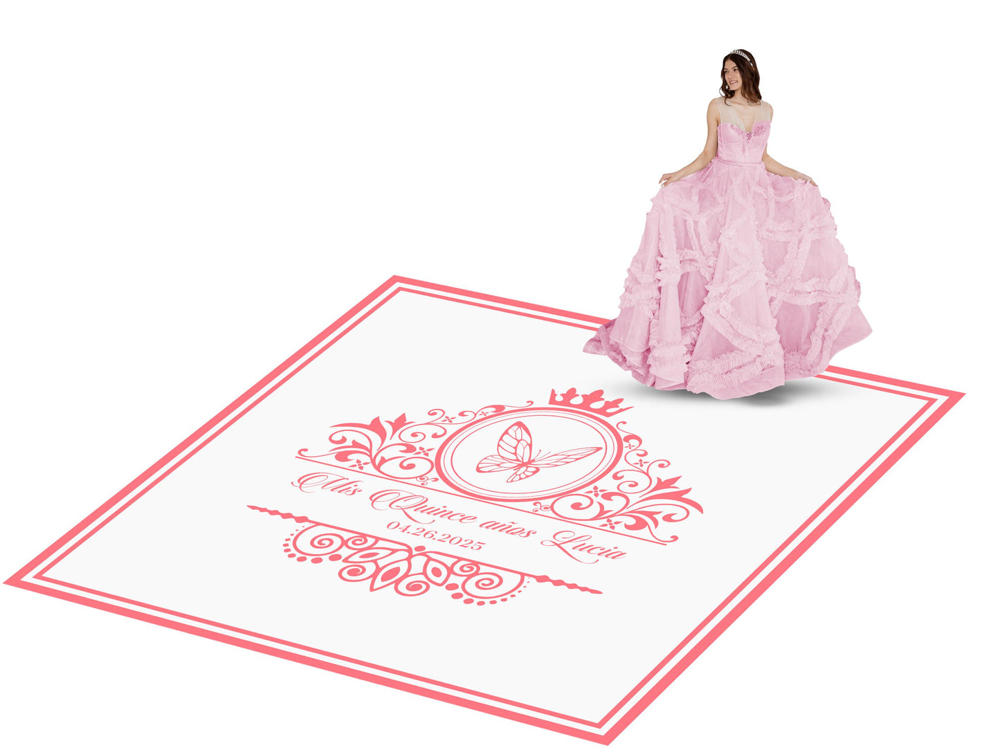 Customizable Quinceañera Decal Dance Floor Wrap. Removable Vinyl. Vinyl covers entire dancefloor. Mis Quince Años Floor Wrap. Free Ship
