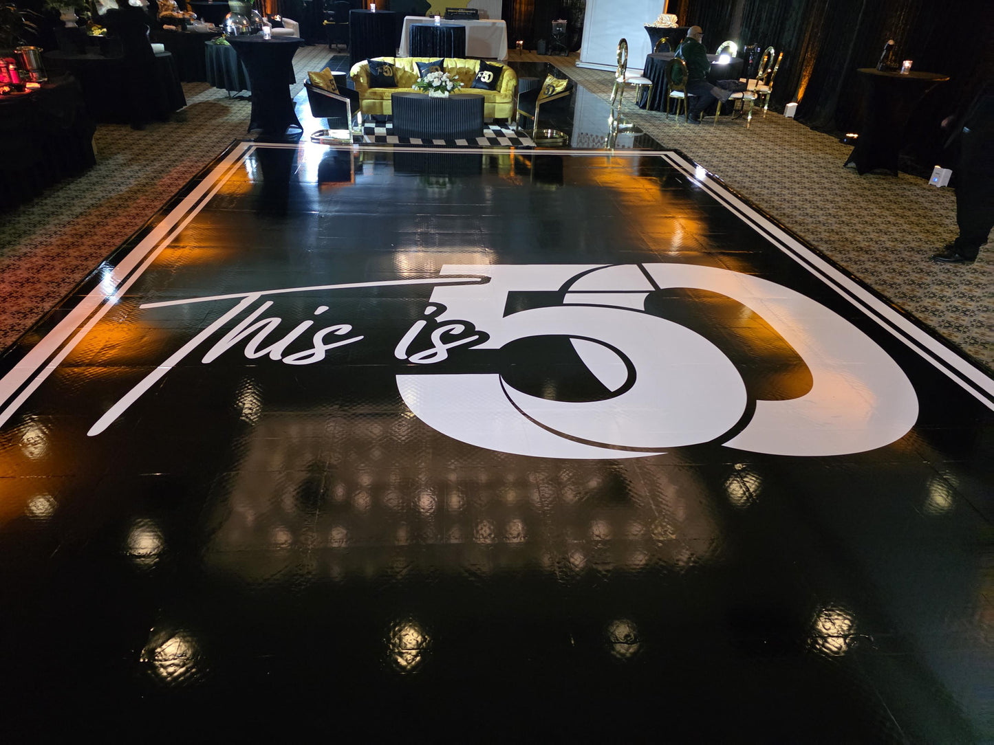 Customizable Birthday Decal Dance Floor Wrap. Removable Vinyl. Covers entire dancefloor. Birthday Gloss/Matte Floor Wrap. Free Shipping