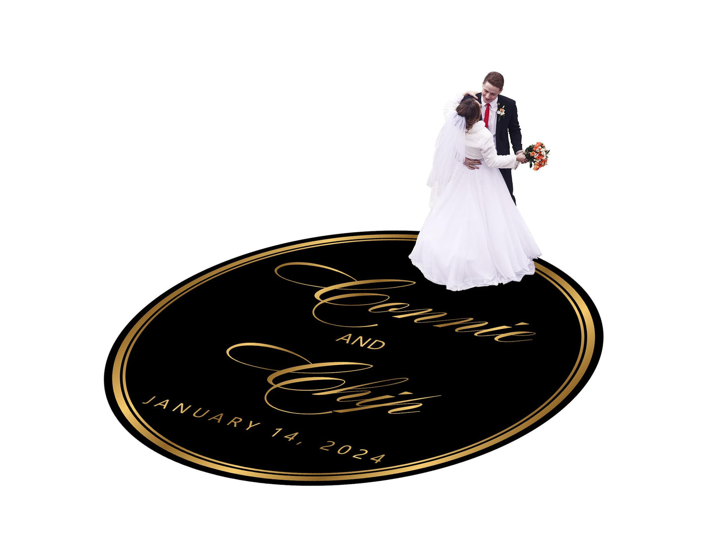 Circular Custom Wedding Decal Dance Floor Wrap. Gloss/Matte Removable Vinyl. Wedding Floor designs that cover the dancefloor. Free Shipping!