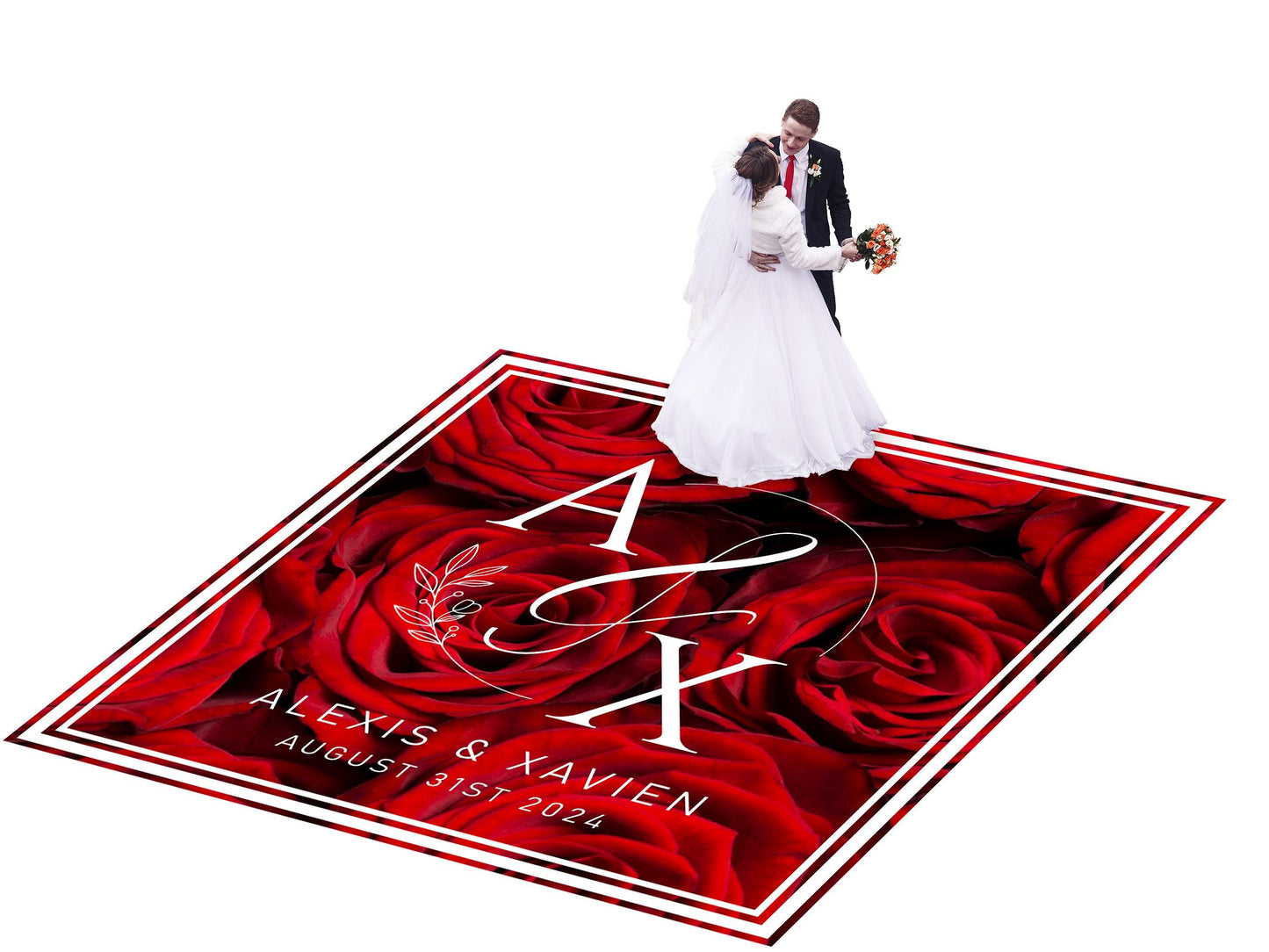 Custom Wedding Decal Dance Floor Wrap Gloss Removable Vinyl. Monogram Print and Vinyl to cover the entire dancefloor. Wedding logo design