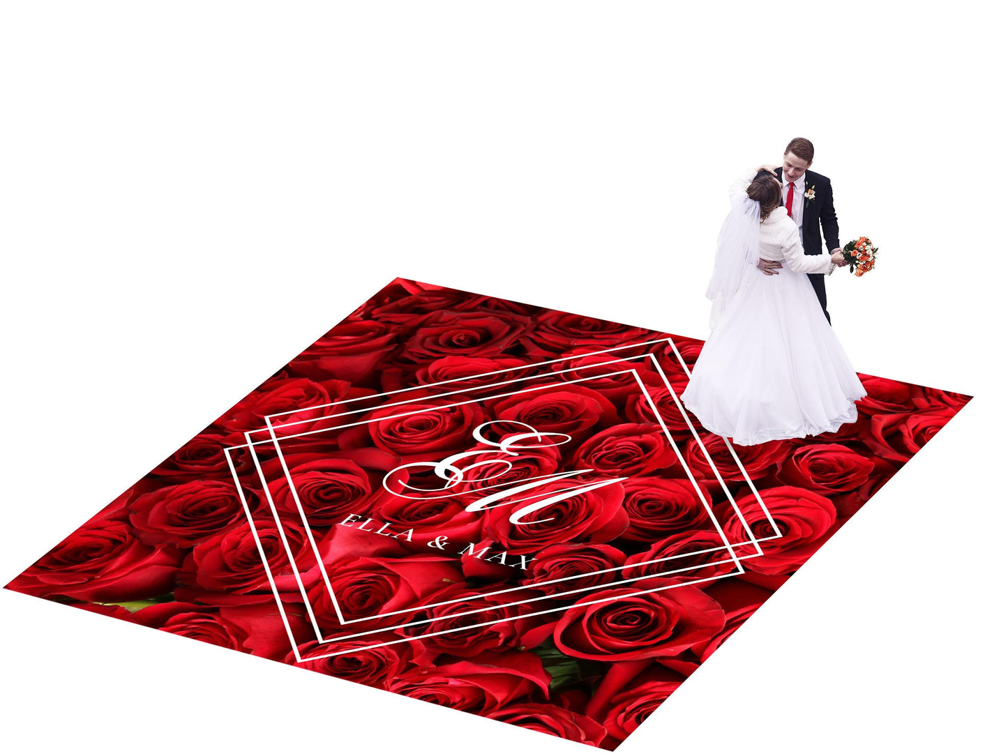 Custom Wedding Decal Dance Floor Wrap Gloss Removable Vinyl. Monogram Print and Vinyl to cover the entire dancefloor. Wedding logo design