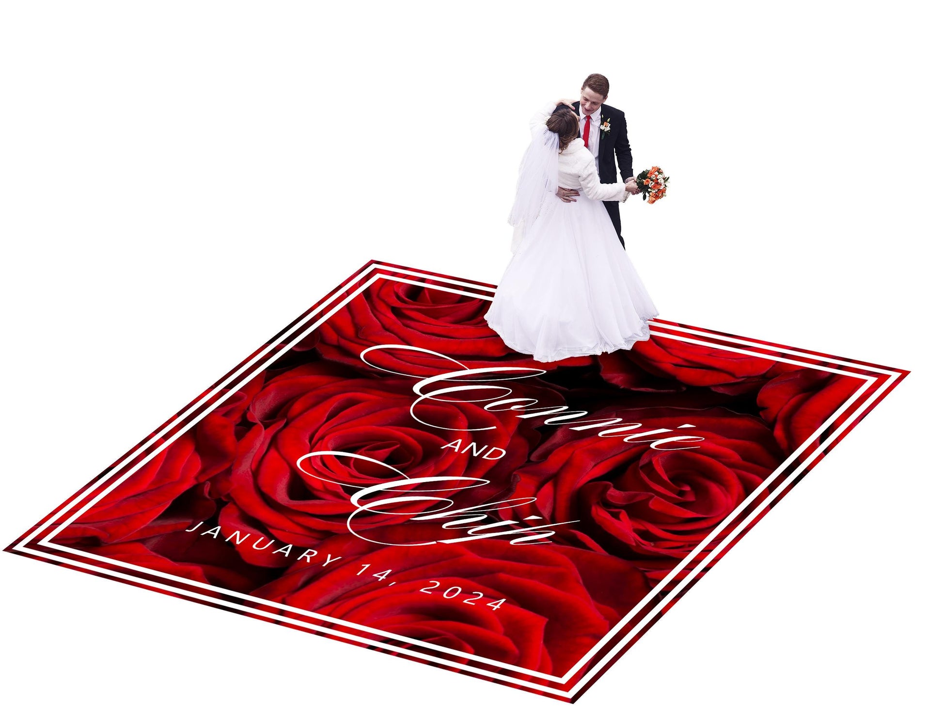 Custom Wedding Decal Dance Floor Wrap Gloss Removable Vinyl. Monogram Print and Vinyl to cover the entire dancefloor. Wedding logo design
