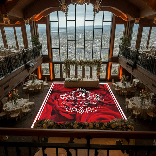 Custom Wedding Decal Dance Floor Wrap Gloss Removable Vinyl. Monogram Print and Vinyl to cover the entire dancefloor. Wedding logo design