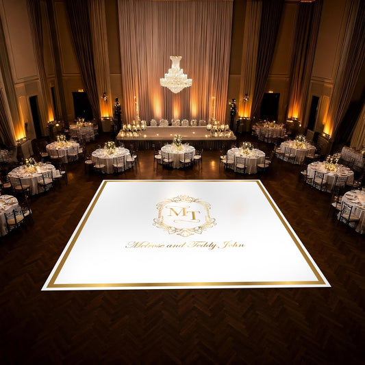 Custom Wedding Decal Dance Floor Wrap. Gloss Removable Vinyl. Monogram Print and Vinyl to cover your entire dancefloor. Wedding logo design.