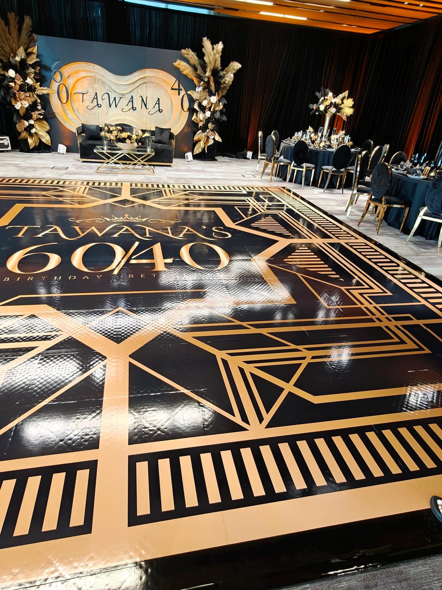 Customizable Great Gatsby Birthday Decal Dance Floor Wrap. Removable Vinyl. Covers entire dancefloor. Birthday Floor Wrap. Free Shipping