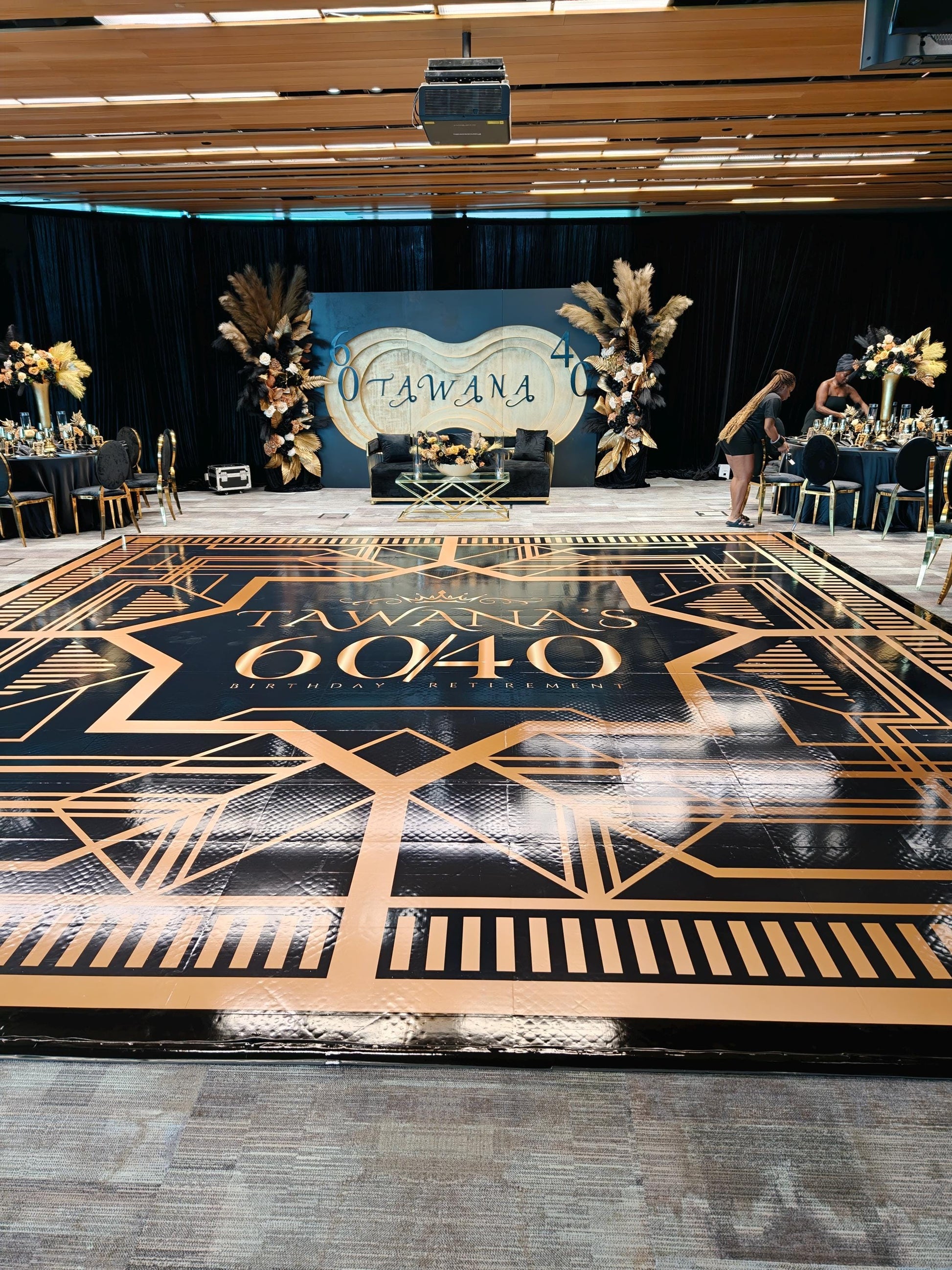 Customizable Great Gatsby Birthday Decal Dance Floor Wrap. Removable Vinyl. Covers entire dancefloor. Birthday Floor Wrap. Free Shipping