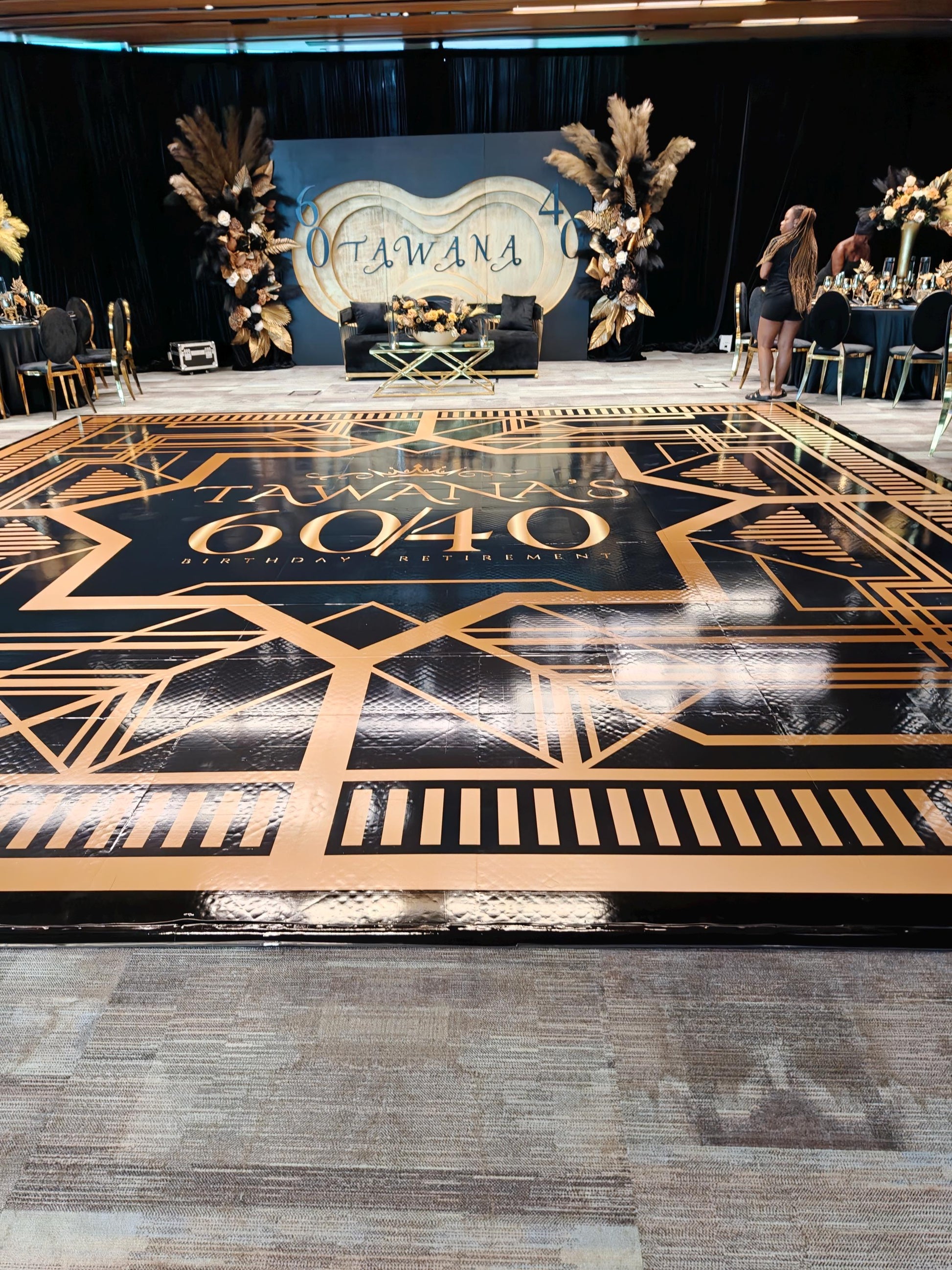 Customizable Great Gatsby Birthday Decal Dance Floor Wrap. Removable Vinyl. Covers entire dancefloor. Birthday Floor Wrap. Free Shipping