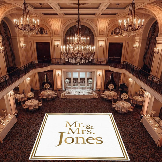 Custom Wedding Decal Dance Floor Wrap Gloss Removable Vinyl. Monogram Print and Vinyl to cover the entire dancefloor. Wedding logo design