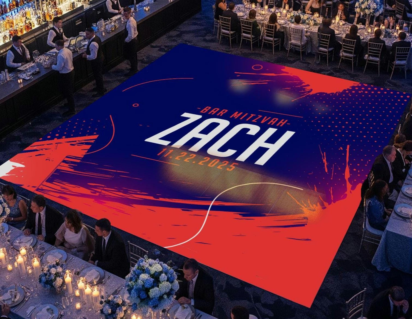 Customizable Bar Mitzvah Decal Dance Floor Wrap. Removable Vinyl. Covers Entire Dancefloor. Birthday Gloss/Matte. Bar Mitzvah. Free Shipping
