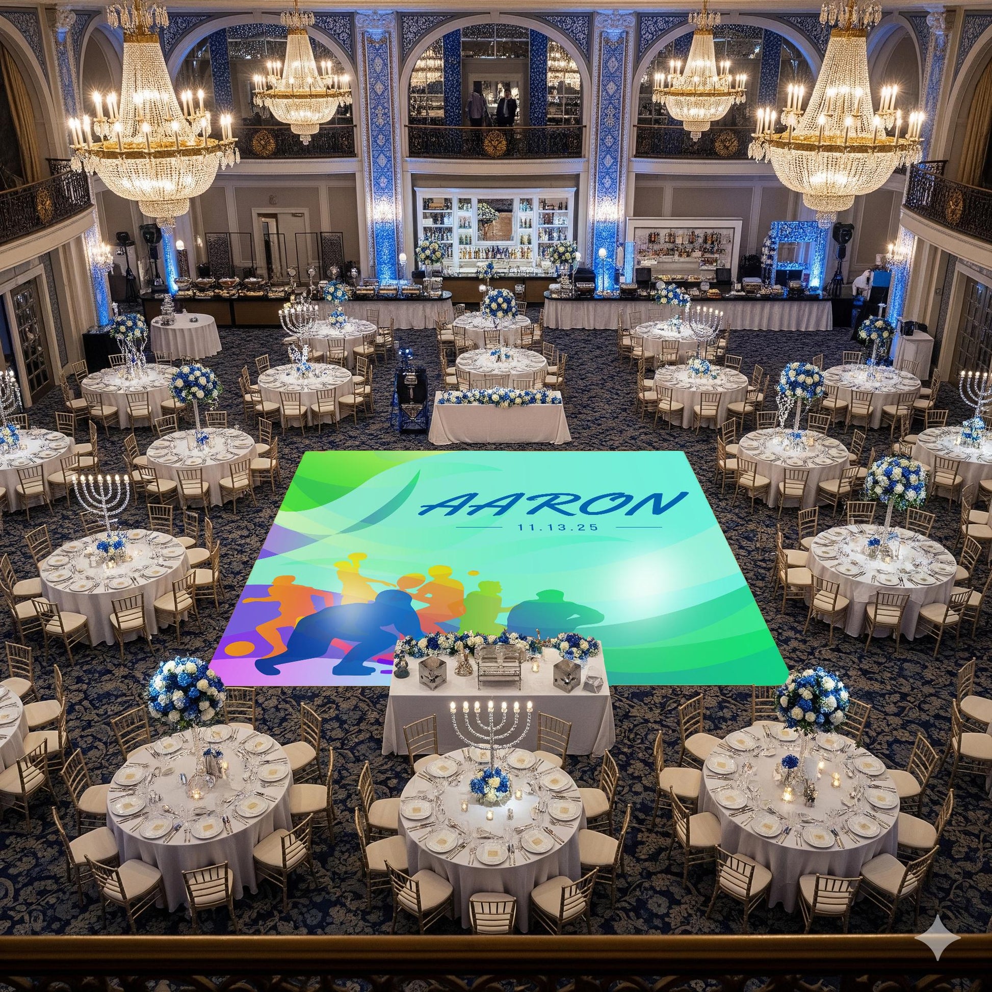 Customizable Bar Mitzvah Decal Dance Floor Wrap. Removable Vinyl. Covers Entire Dancefloor. Birthday Gloss/Matte. Bar Mitzvah. Free Shipping
