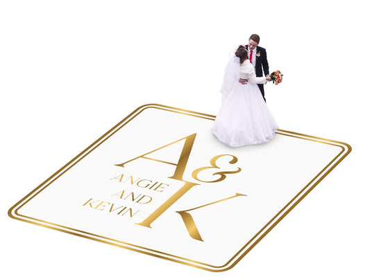 Custom Wedding Decal Dance Floor Wrap Gloss Removable Vinyl. Monogram Print and Vinyl to cover the entire dancefloor. Wedding logo design