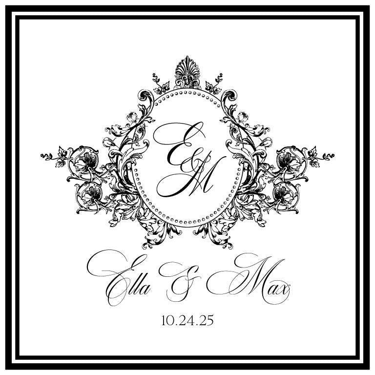 Custom Wedding Decal Dance Floor Wrap Gloss Removable Vinyl. Monogram Print and Vinyl to cover the entire dancefloor. Wedding logo design