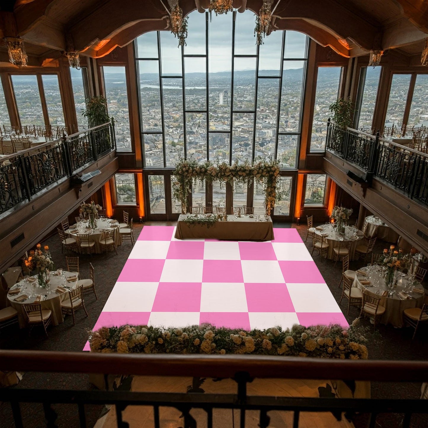 Custom Colorful Checkerboard Wedding Decal Dance Floor Wrap Gloss/Matte Removable Vinyl. Checkerboard design. Wedding logo. Free shipping