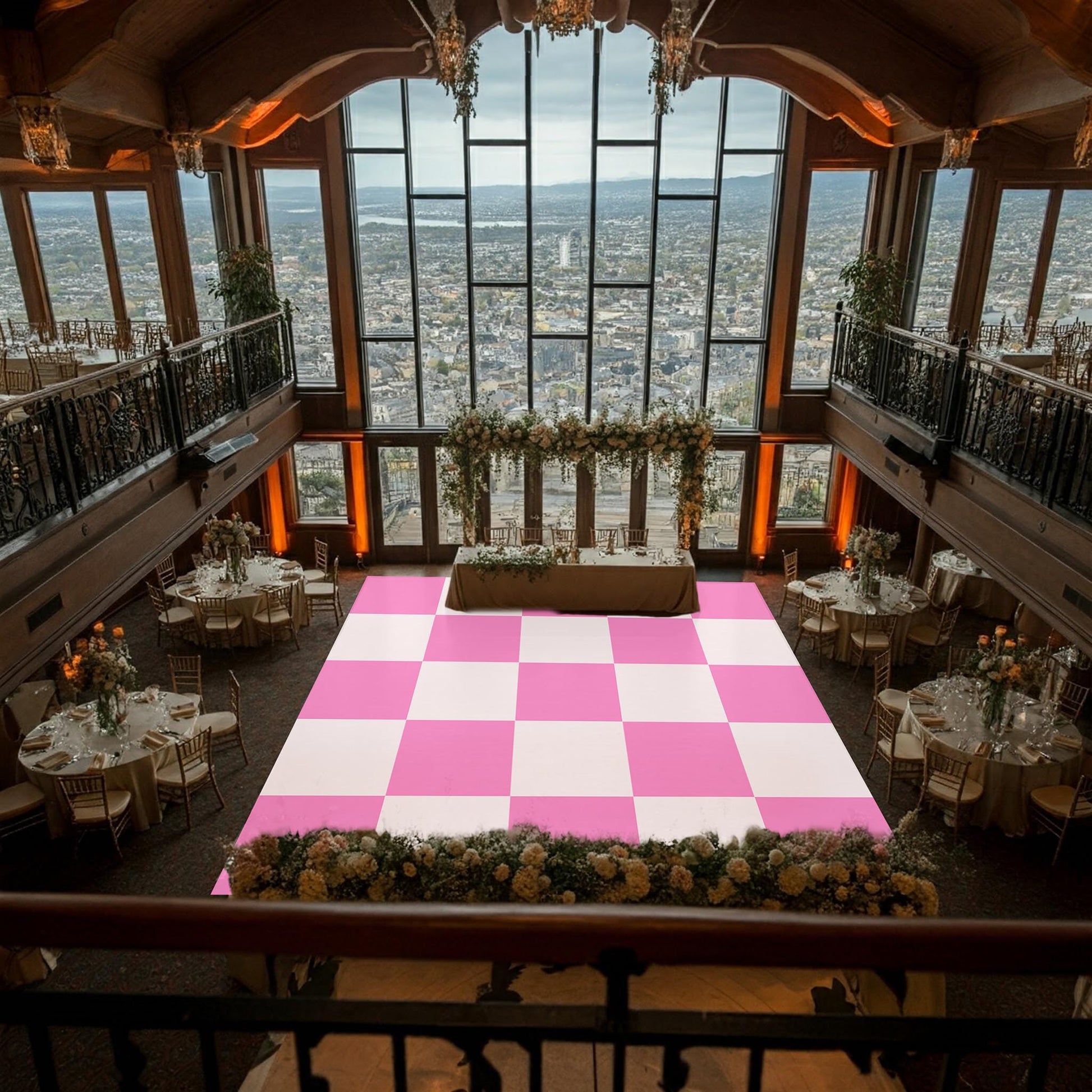 Custom Colorful Checkerboard Wedding Decal Dance Floor Wrap Gloss/Matte Removable Vinyl. Checkerboard design. Wedding logo. Free shipping