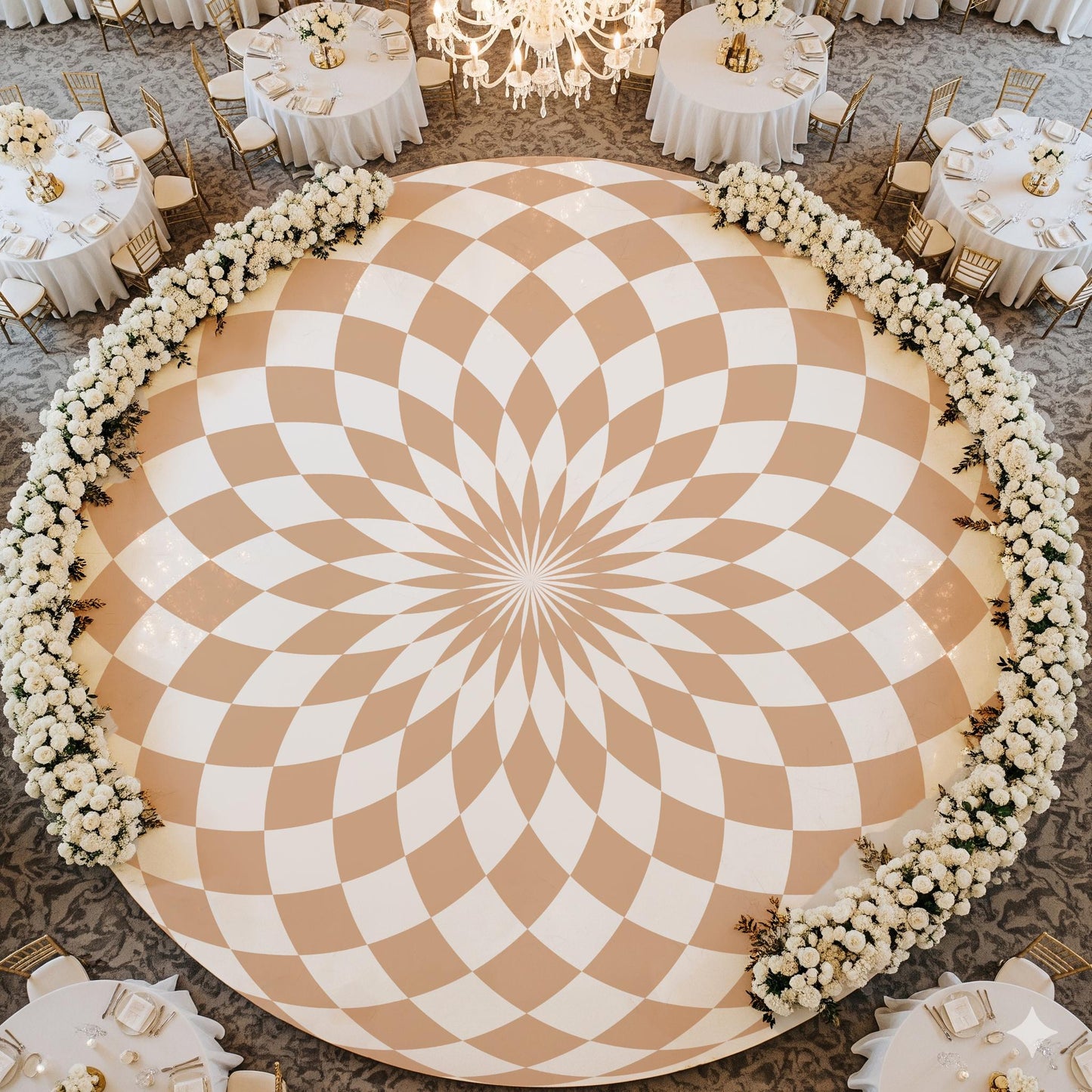 Circular Nude Color Checkerboard Decal Dance Floor Wrap| Removable Vinyl. Checkerboard design. Gloss and Matte. Fast and Free shipping