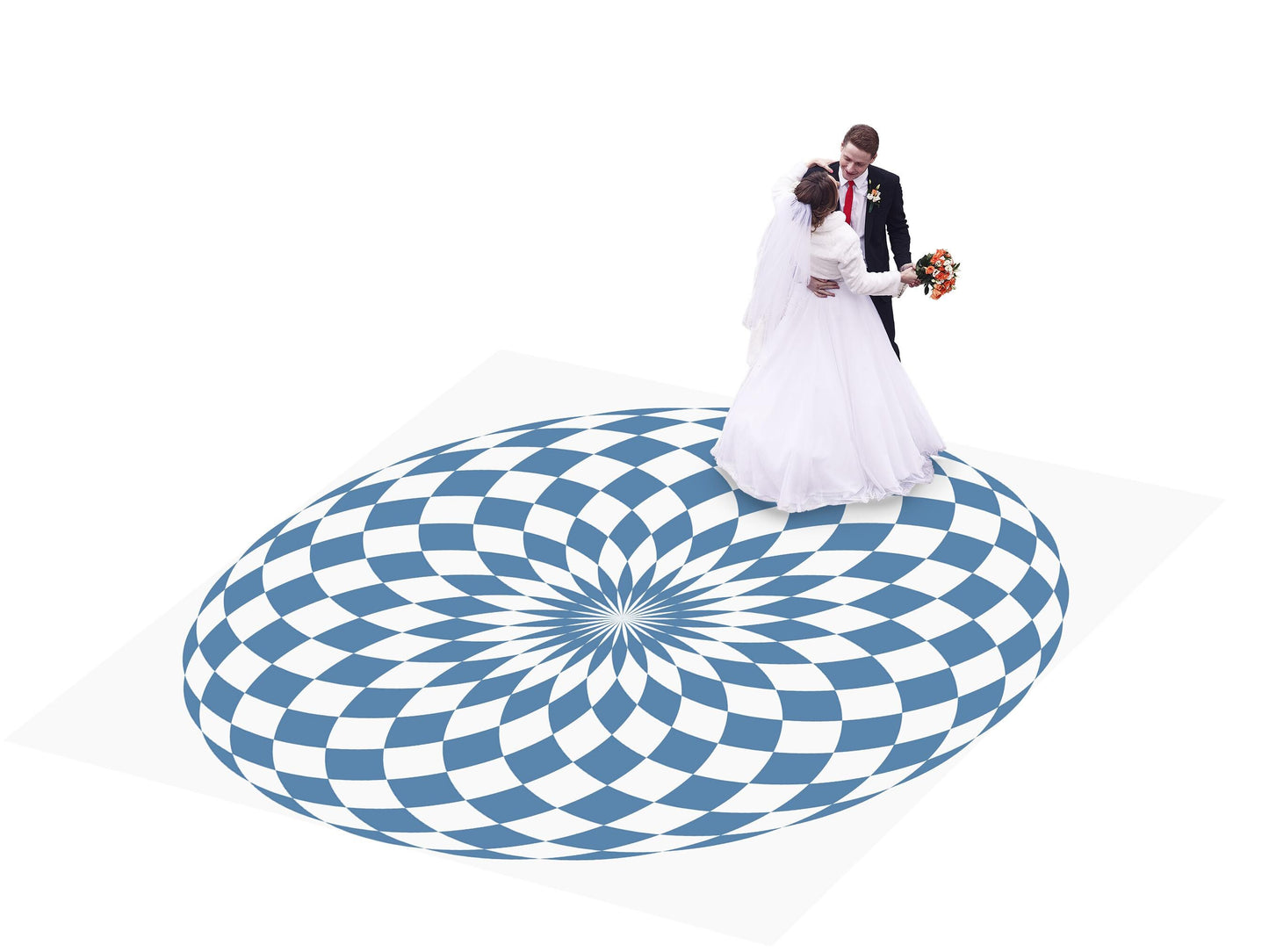 Circular Dusty Blue Color Checkerboard Decal Dance Floor Wrap| Removable Vinyl. Checkerboard design. Gloss and Matte. Fast and Free shipping