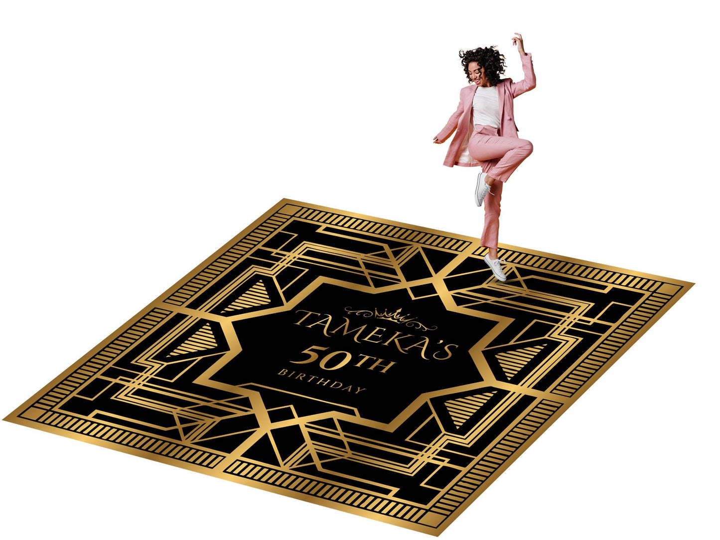 Customizable Great Gatsby Birthday Decal Dance Floor Wrap. Removable Vinyl. Covers entire dancefloor. Birthday Floor Wrap. Free Shipping